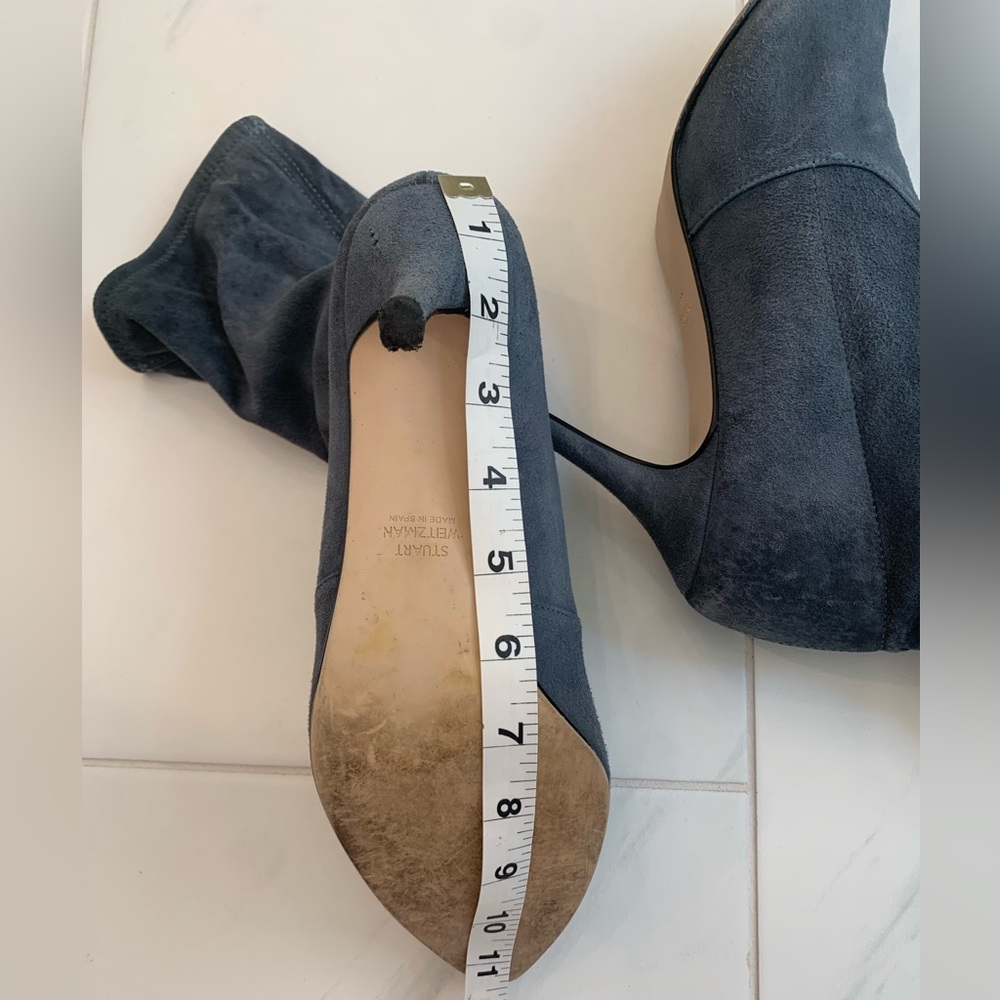 Stuart Weitzman Blue/Dark Gray Suede Ankle Boots - Picture 12 of 16